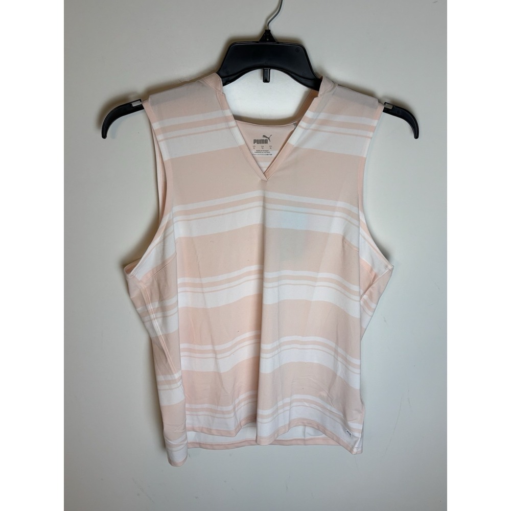 PUMA Cloudspun V‎ Stripe Sleeveless Polo Women's Size XL NWT